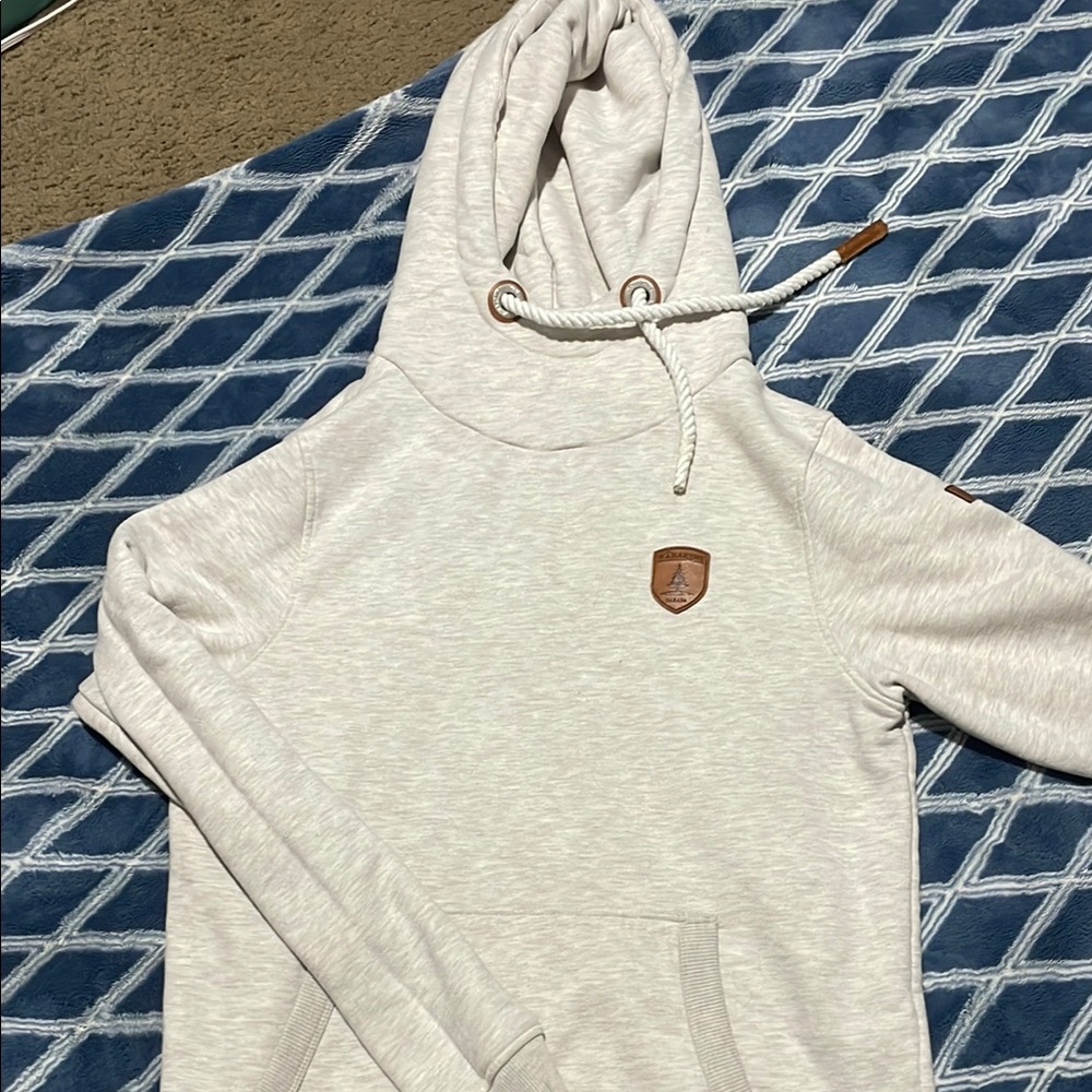 Light Gray Hoodie with Logo Patch